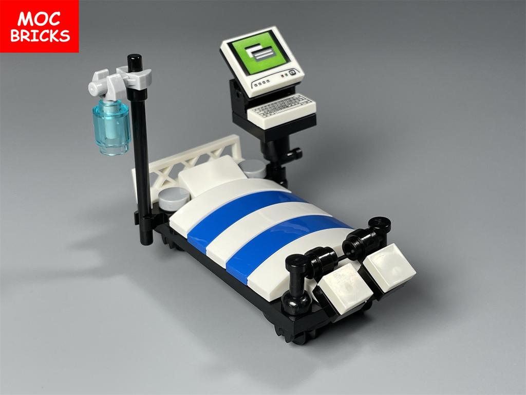 Non-Toxic Moc Bricks Operating Table Doctor Injection Syringe Hospital Emergency Medical Aid Scene Building Blocks Kids Mini Toys
