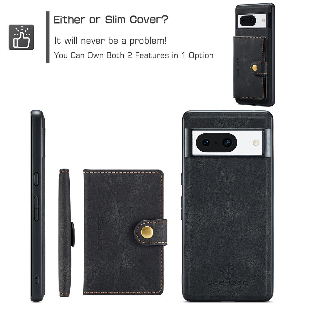 For Google Pixel 8a Case Leather+TPU Retro Phone Cover Detachable Magnetic Back Card Pocket