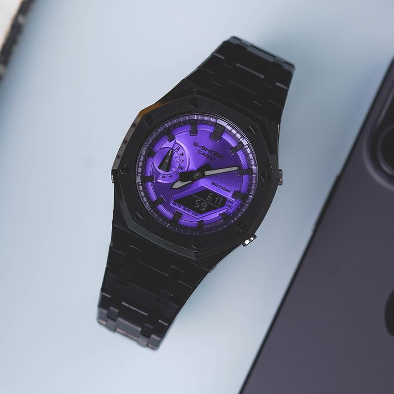 Casio Unisex LCD, Analog Dubbeldisplay Serie 48,5 mm Ljuslila Klocka GA-2100-1A1(Klocka8--)