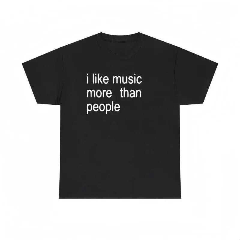Funny Quote Unisex Tee, I Like Music More Than People, Music Lover Shirt Graphic S разноцветный