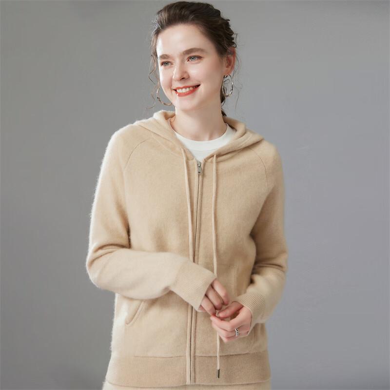 Fanzhen Women's Hooded Cashmere Blend Cardigan