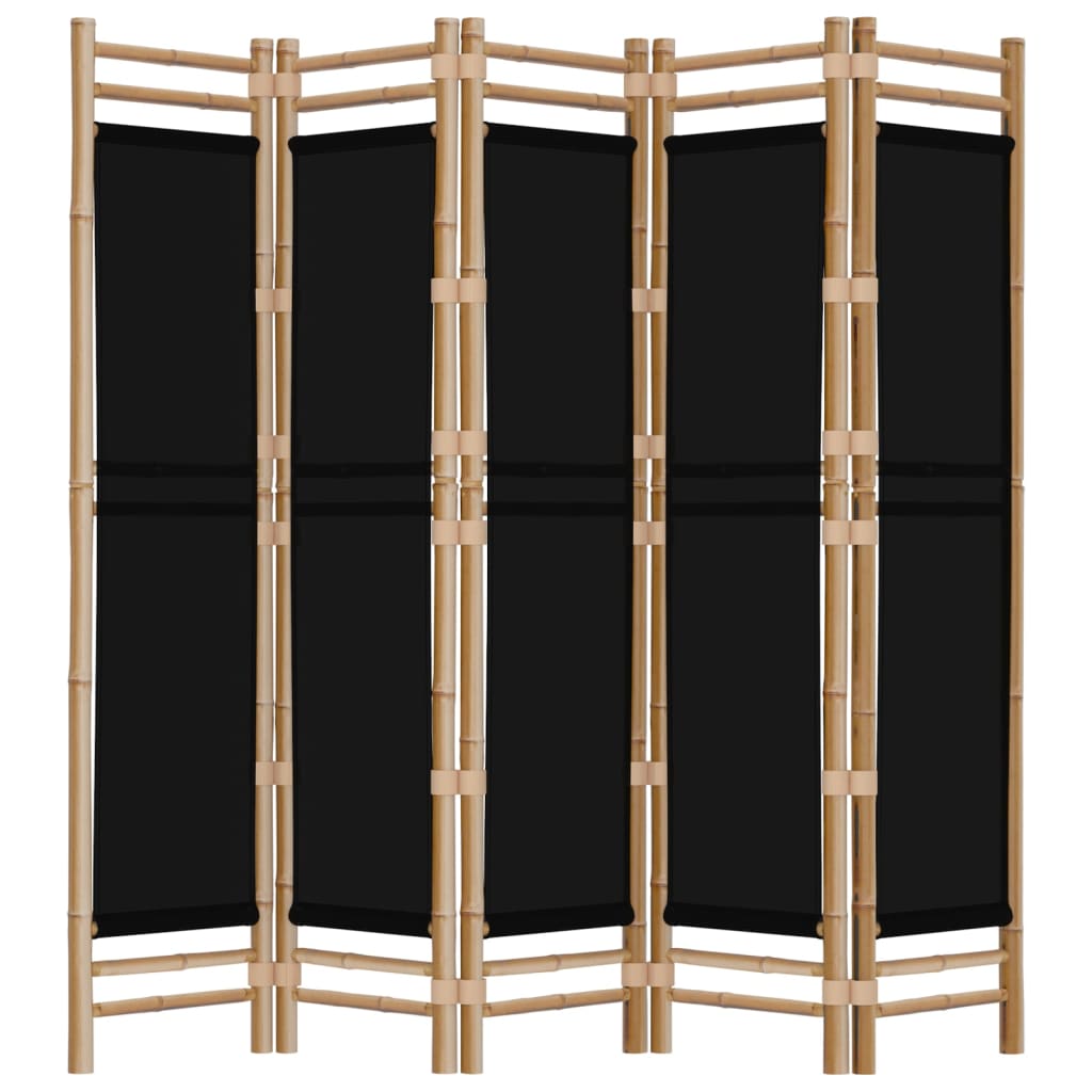 Vidaxl Składany Parawan 5-Panelowy, 200 Cm, Bambus I Płótno