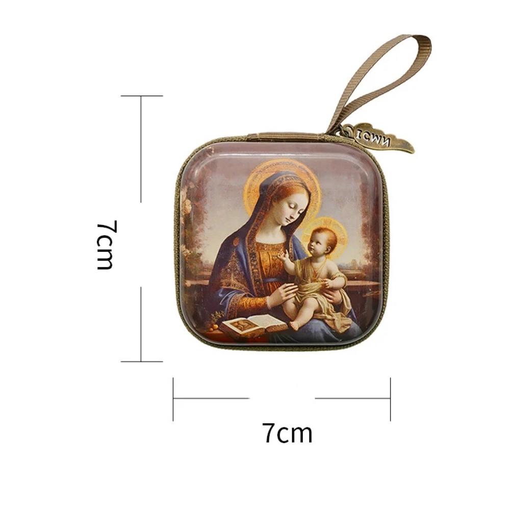9x7cm Virgin Mary Jesus Prayer Rosary Bag Religious Jewelry Storage Box Prayer Beads Rosary Box Christian Gifts