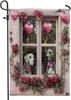 Valentine's Day Great Dane Dog Garden ags 12x18 Inch Double Sided for Outside, Window Couple Puppy Pattern Standard Ca LLO LLX