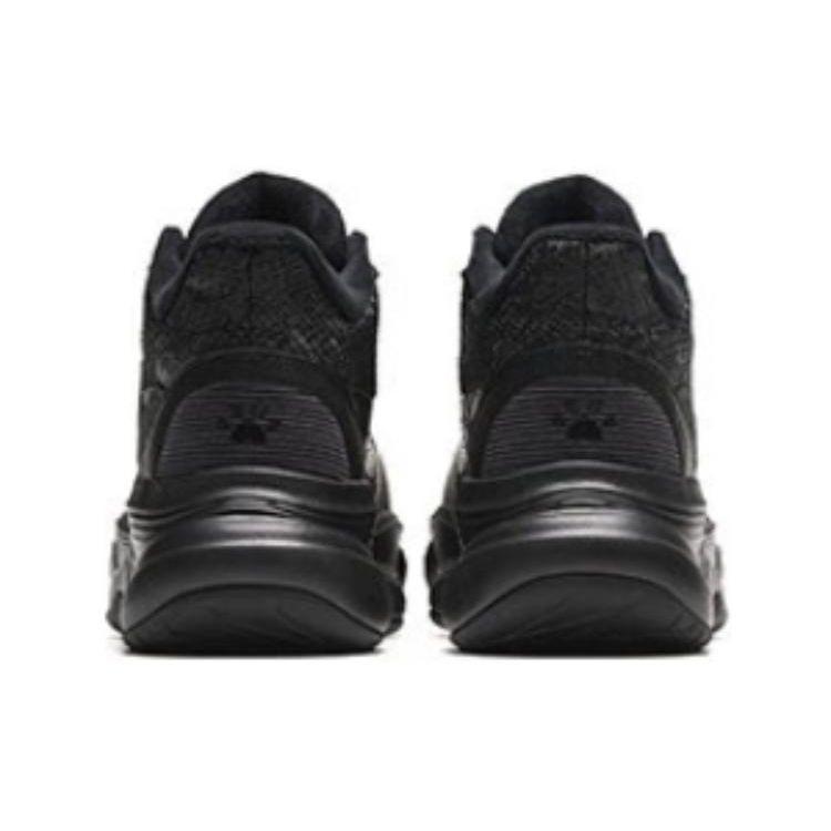 Anta Knitted Round Toe Lace-Up Shock Absorbing Wear-Resistant Mid-Top Dad Shoes Women Sneakers Black 122348992-2