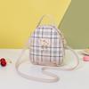 Ladies Scottish Plaid Small Backpack Autumn and Winter New Cat Pearl Mobile Phone Small Bag