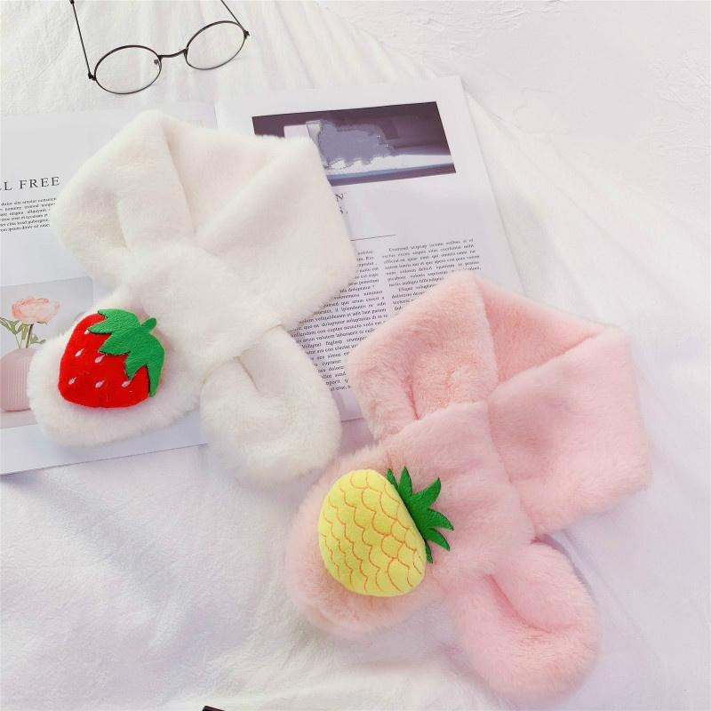 Children Warm Fruit Scarf New Imitation Rabbit Hair Autumn Winter Soft Girls Sweet Neck Scarf