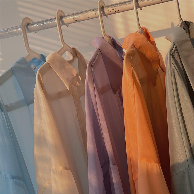 GMXIA Damen Sommer Sonnenbekleidung Hemd Dünne Durchsichtige Chiffon Jacke Tops