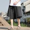 Herren Sommer Neu Personalisierte Einfarbige Shorts Chinesischer Stil Weite Hosen Locker und Leicht Große Größe Locker Mittellange Hosen