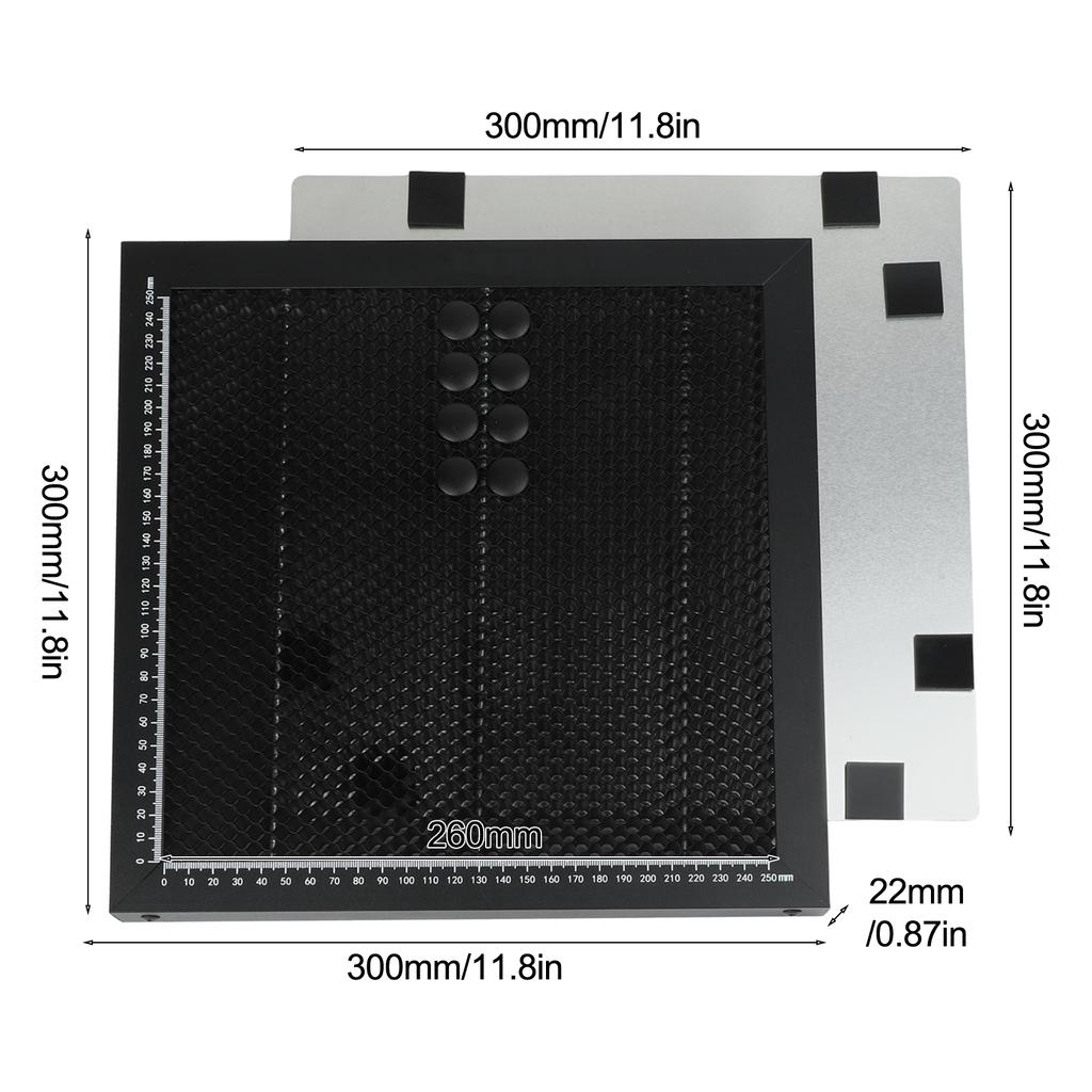 For Honeycomb Workbench 300x300mm Aluminum Plate Engraving Machine Accessory with Scale Lines and Smoke Diffusion