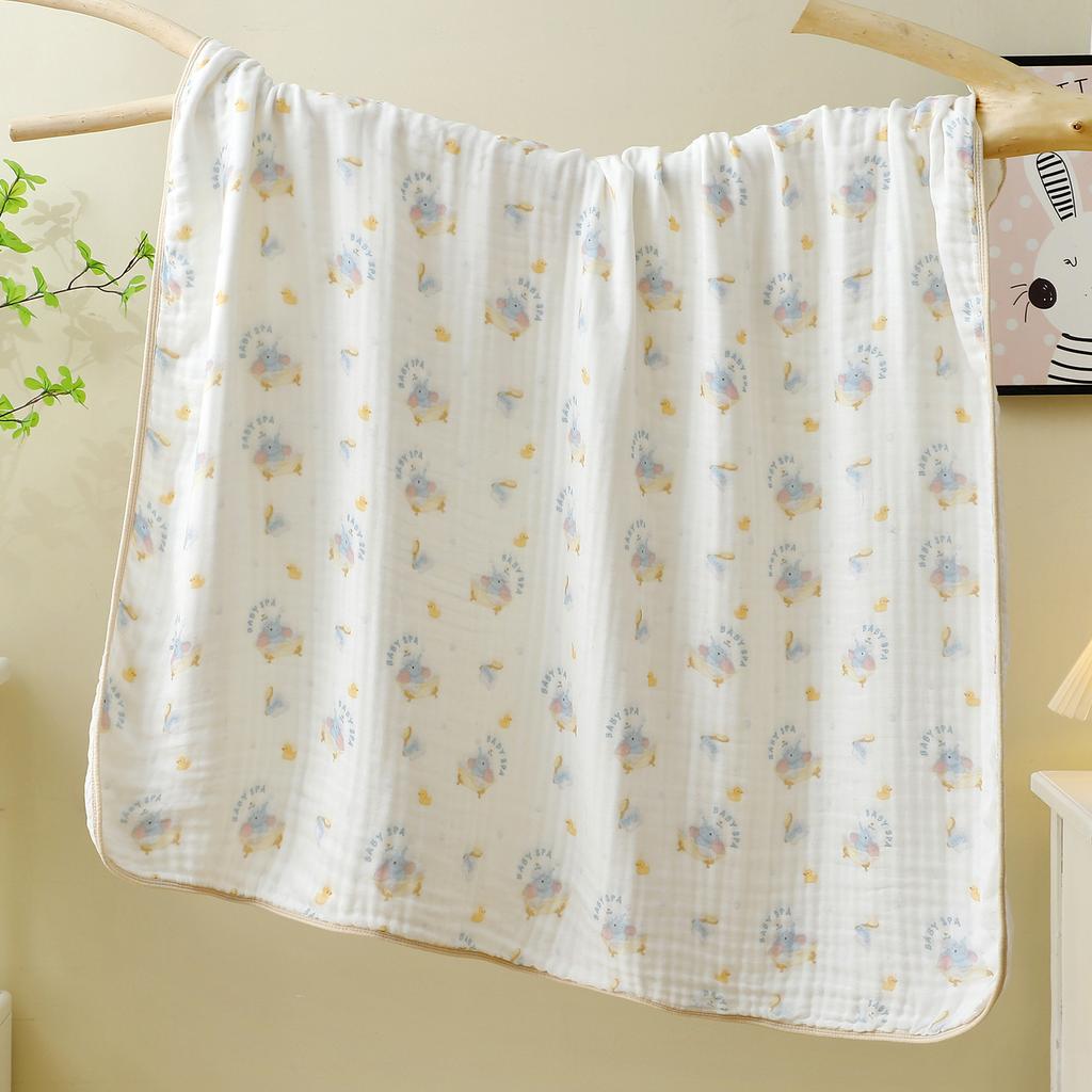 Baby Gauze Bath Towel Neonatal Class A Six-Layer Cartoon Printing Bag Quilt 110 * 110 Water-Absorbing Children'S Blanket