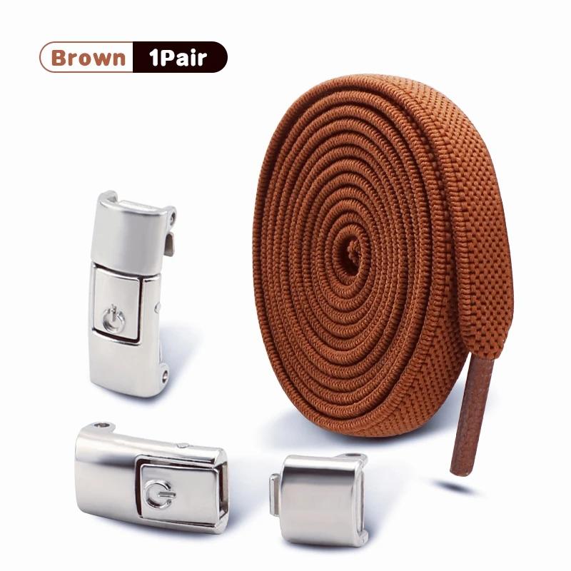 1/2Pair 8MM Flat No Tie Shoelaces Elastic Shoelace Metal Buckle Shoelaces Without Ties Sneakers Children Laces Shoe Accessories