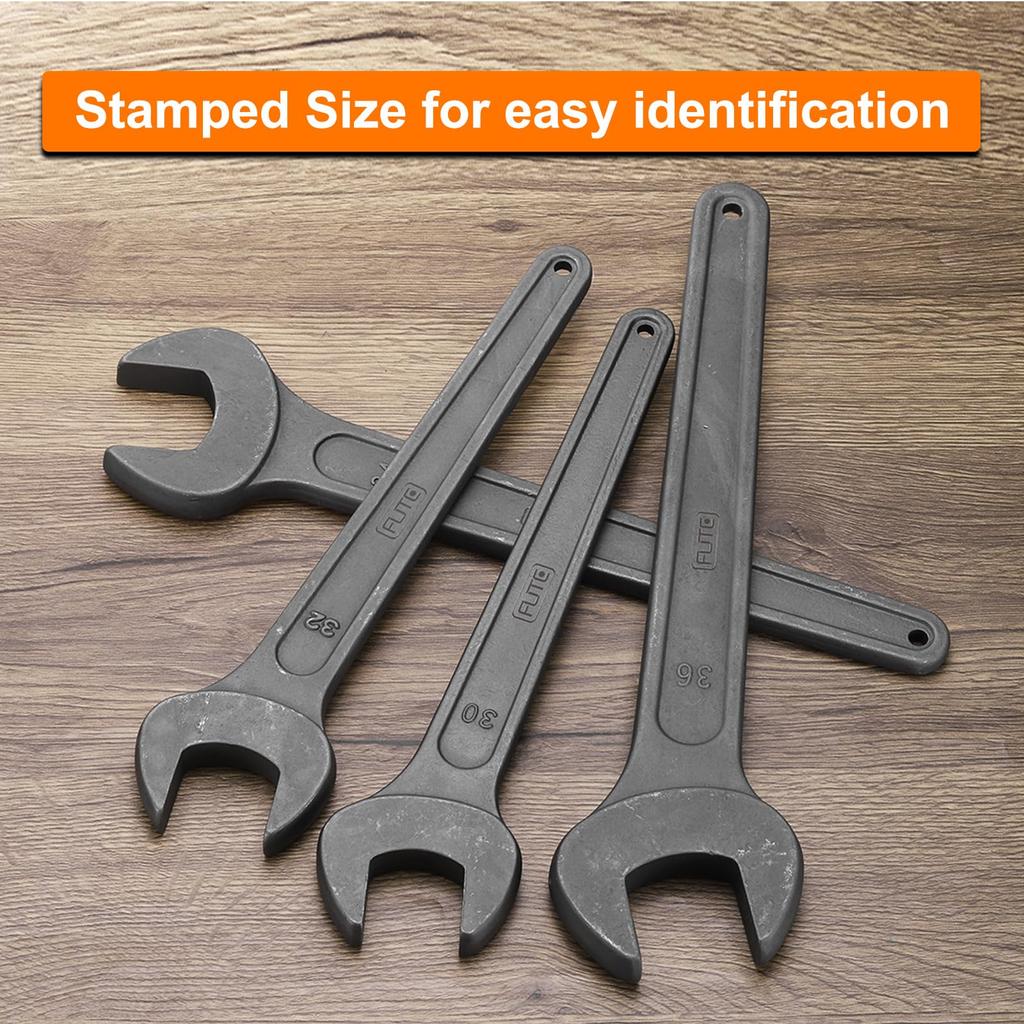 uxcell Spanner Thick Carbon for Automotive Repair and Furniture Gray Single-Ended Wrench, 2-Piece Set, 30mm, Steel, Assembly,