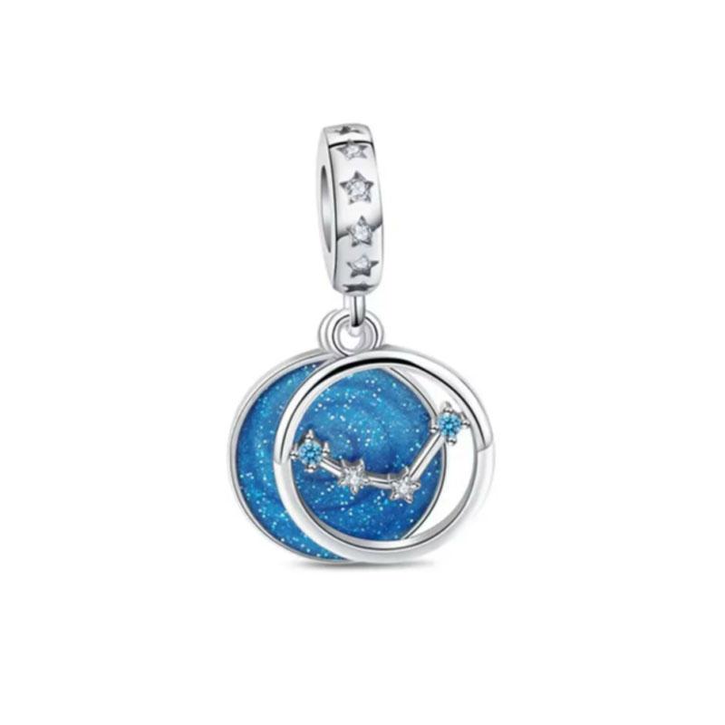 

Blue Copper Metal Zodiac Constellation Pendant Bead Component Charm Bead Component Do It Yourself Dangle Compatible With European Pendant Bead