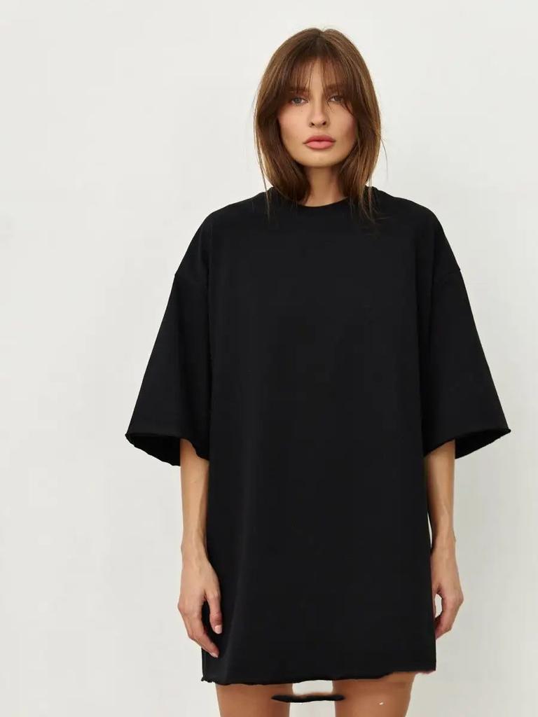 2025 Spring And Summer Cotton T-shirt Solid Colour Short-sleeved Female Loose Large Version Youthful Woman Clothes