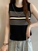 2026 Spring French Design Knit Vest Camisole - Women's Fashionable Striped Sleeveless Top