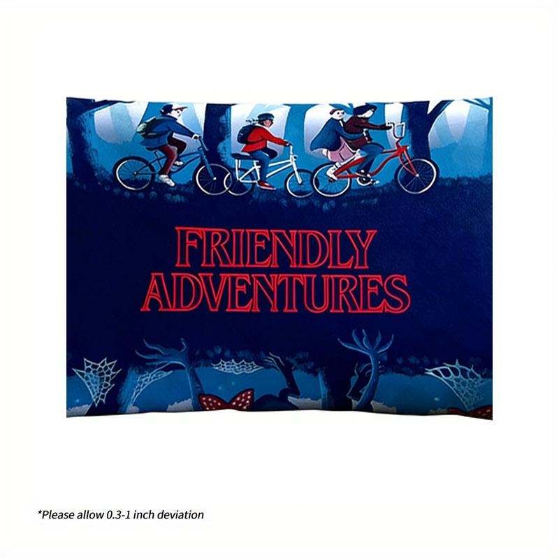 

Retro 80s Stranger Bike Adventure Tapestry Friendly Adventures Horror Pop Art Wall Hanging for Bedroom Dorm Game Room 74x94cm(29x37in)