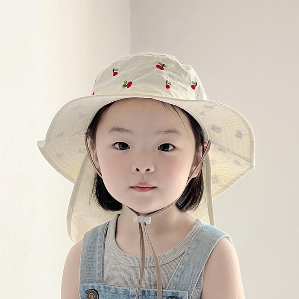 Cartoon Embroidery Baby Sun Hat Kawaii Summer Fisherman Hat  Apparel Accessories