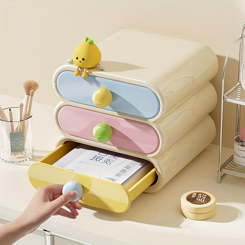 Desktop Storage Box Organizer Drawer Stackable Large Capacity Sundry Container Jewelry Case Cosmetic Makeups Dressing Home Desktop Organization