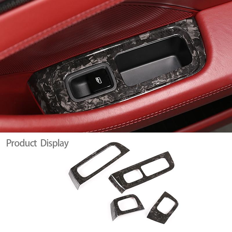 Real Carbon Fiber For Porsche Panamera 971 2017-2023 Car Door And Window Lift Switch Decorative Frame Protective Accessories