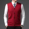 Men's Wool V-Neck Vest: Autumn/Winter Middle-Aged Casual Knitted Thick Cardigan