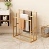 Wood Vertical Towel Rack with 3 Hanging Crossbars 3 Tier Standing Towel Rack Floor Towel Rack for Bathroom Dorm Bedroom Pool