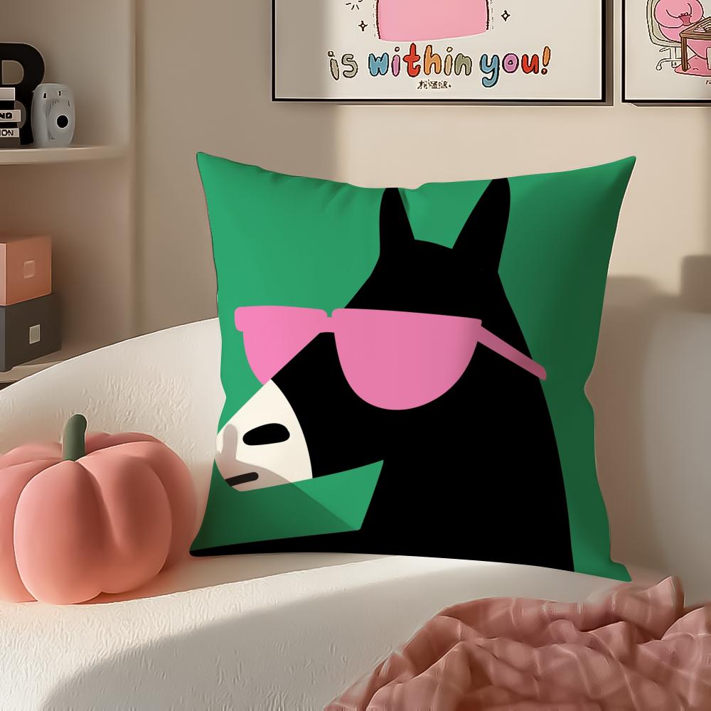 Cute Cartoon Animal Art Cushion Cover Pillowcase Short Plush Invisible Zipper Room Sofa Cushion Cover