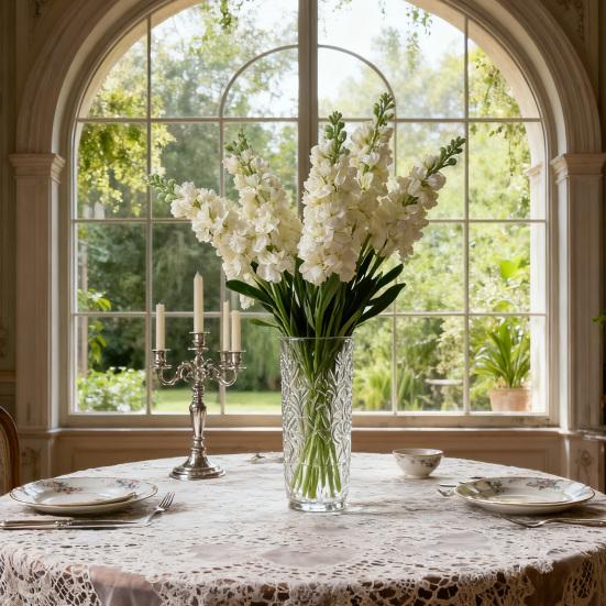 Faux Larkspur Pick Realistic Artificial Larkspur Blooms with Leaves Fake Larkspur Sprig for Home