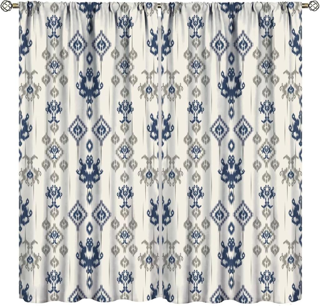 Tribal Geometric Pattern Curtains,Traditional Southwestern Style Aztec Window Treatments for Bedroom Living Room,Minimalist