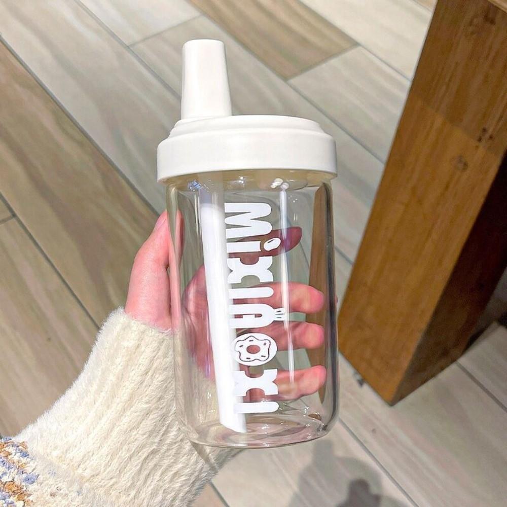 

Simple Glass Straw Cup 500/850ml Transparent Water Cup Leak-proof Heat-resistant Coffee Cup for Women Girls 0.25L