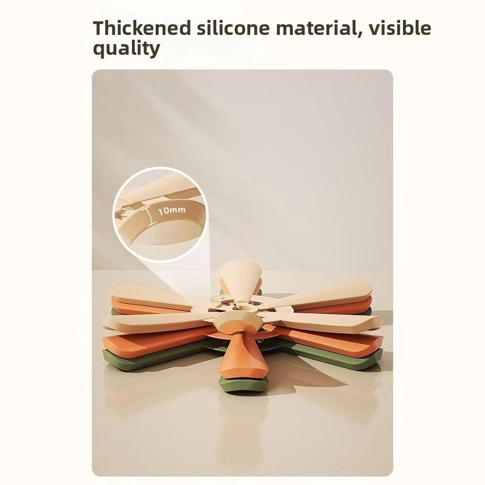 Suction Cup Silicone Insulation Mat Heat Resistant Non-slip Kitchen Trivet Non-Stick Decorative Coasters Set With Bracket