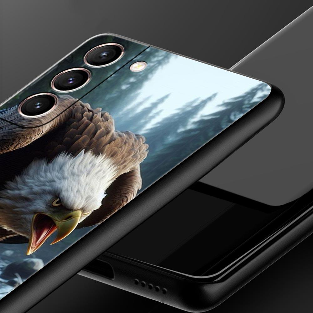 Eagle Phone Case For Samsung Galaxy S26 Ultra S25 Plus S24 FE S23 S22 5G S21 S20 Cover Black Soft