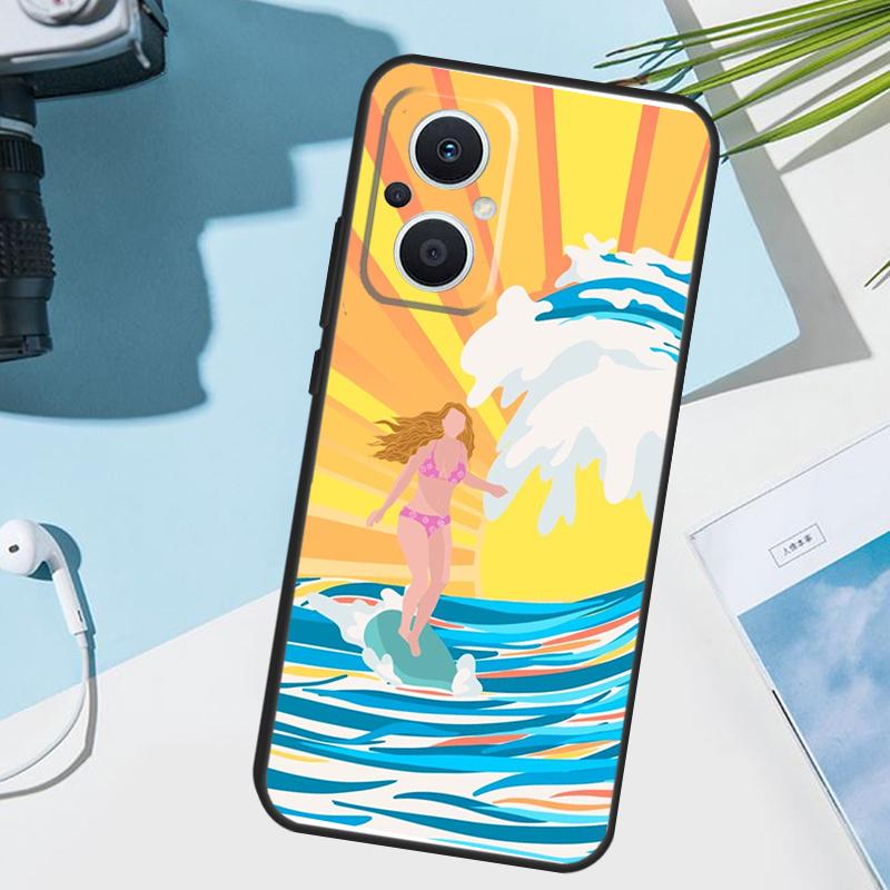 Surfing Art Surf Girl Case For OPPO Reno 13 13F 12 11 F 8T 7 8 10 Pro OPPO Find X8 X6 X3 Pro X5 Lite Cover Funda