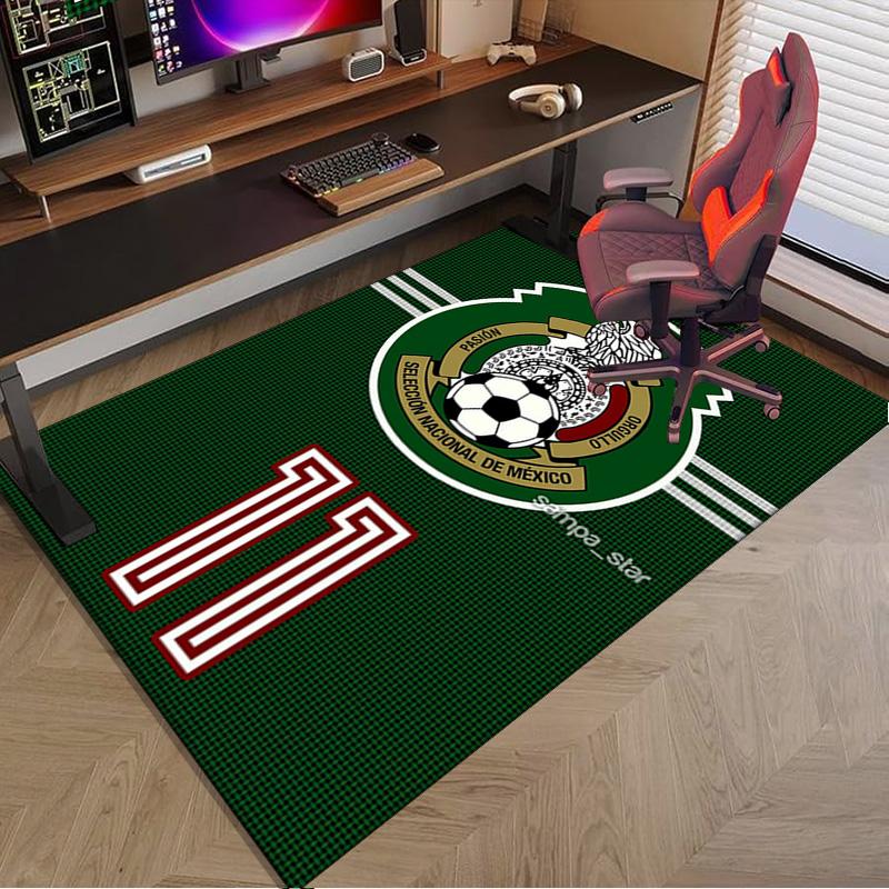 Mexico Football Team Emblem Printed Area Rug for Office, Chair Rug, Decorative Carpet Floor Mat, Large Size Fan gifts Christmas gifts