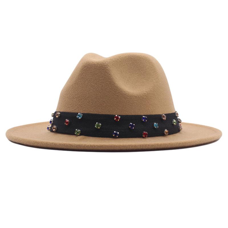 New Fashionable and Elegant Jazz Hat, Spring, Autumn and Winter Belt Woolen Casual Fashion Big-brimmed Lady Jazz Hat