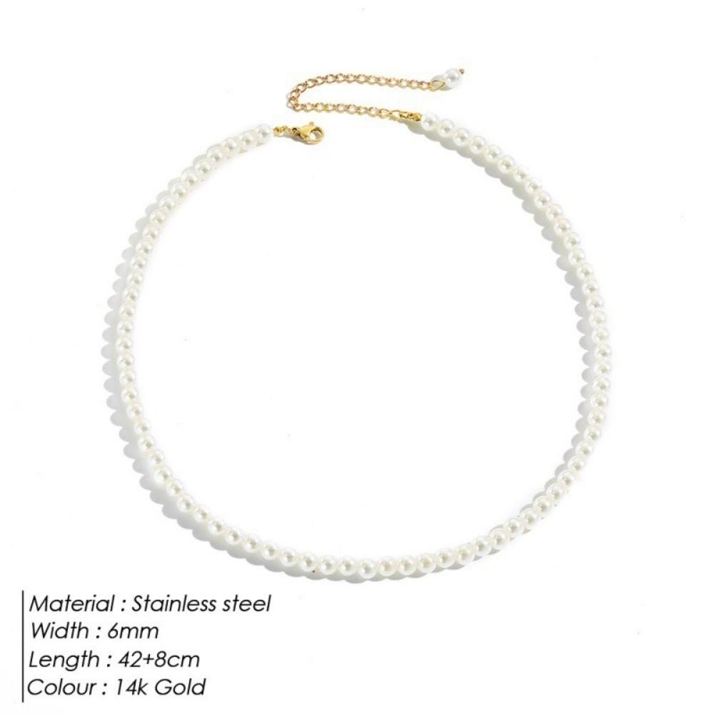 3 4 6 8MM Necklace Imitation Pearl Women s Collarbone Chain Exquisite Clavicle Chain  Women Jewelry 6MM