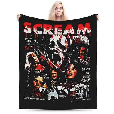Scream Movie Horror Warm Blanket  Children Plush Throw Blanket Novelty Outdoor Flannel Bedspread Sofa Bed Cover