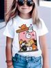 2025 Kids Clothes Summer T-Shirt Cat 3D Printing Tops Casual Short Sleeve Tee Fashion Girl T-Shirts Crew Neck Children's T-Shirt