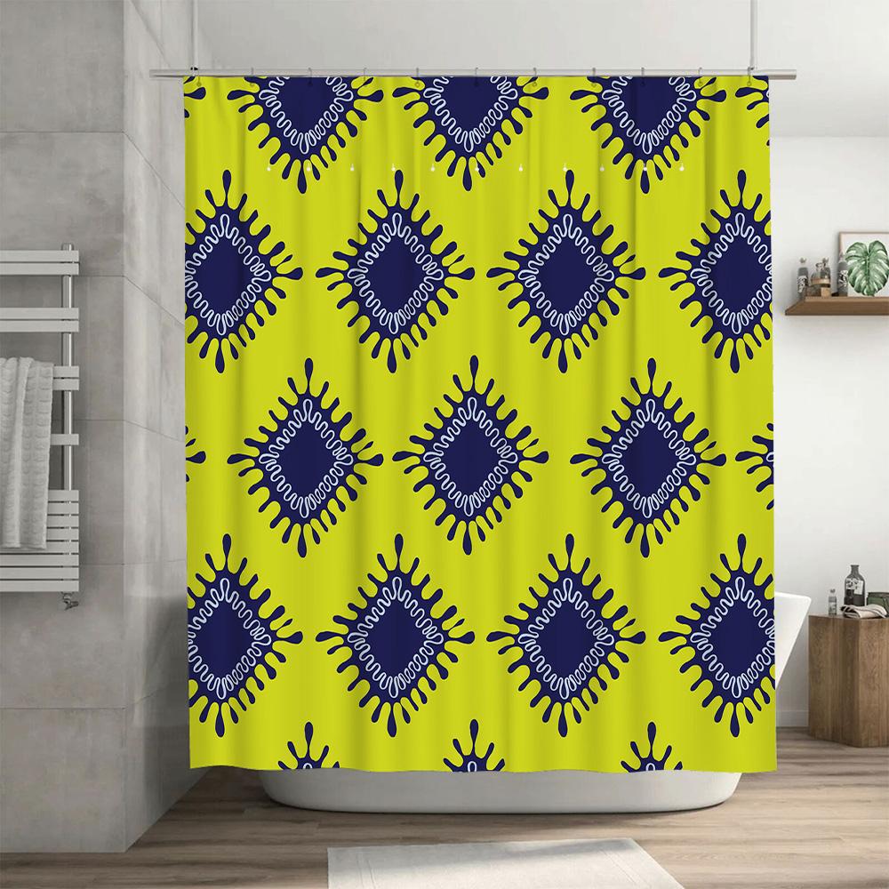 Bright Yellow Blue Waterproof Shower Curtain Modern Sunburst Print Decorative Bath Accessories 180x243cm (71 x 96) Fast Shipping