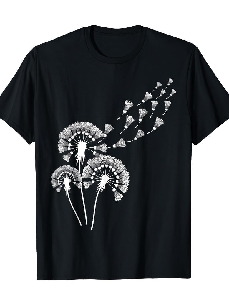 Dandelion Shuttlecock Shirt for Badminton Player Badminton Printed TShirt Funny Summer Fashion Shortsleev Aesthetic Tops Tee