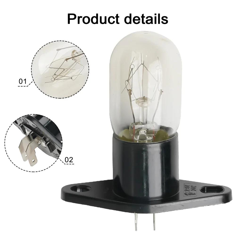 1pc 2A 250V 25W Microwave Oven Bulb Refrigerator Lighting Bulb Base Design With Holder Replacement Home Kitchen Parts Tools