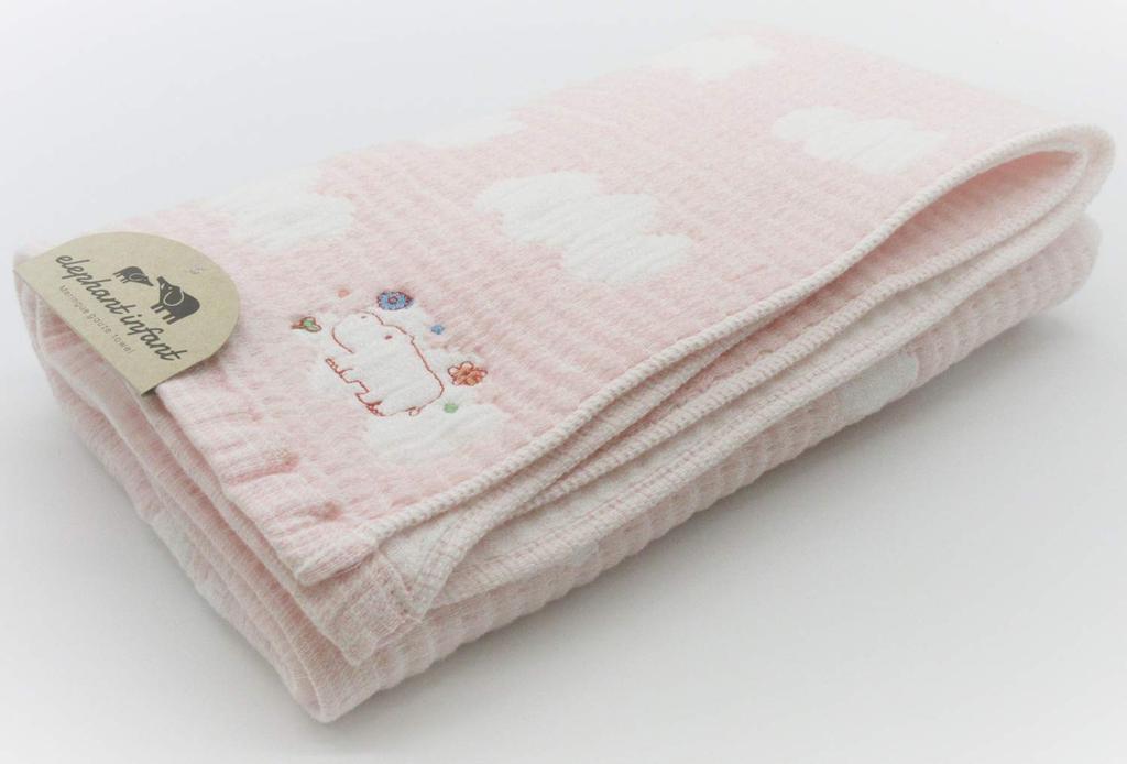 Bath Made In Baby Meringue Elephant Infant PI Jōgan Towel, Japan, 50x100cm, Gauze, Pink, Design, ELMG-250