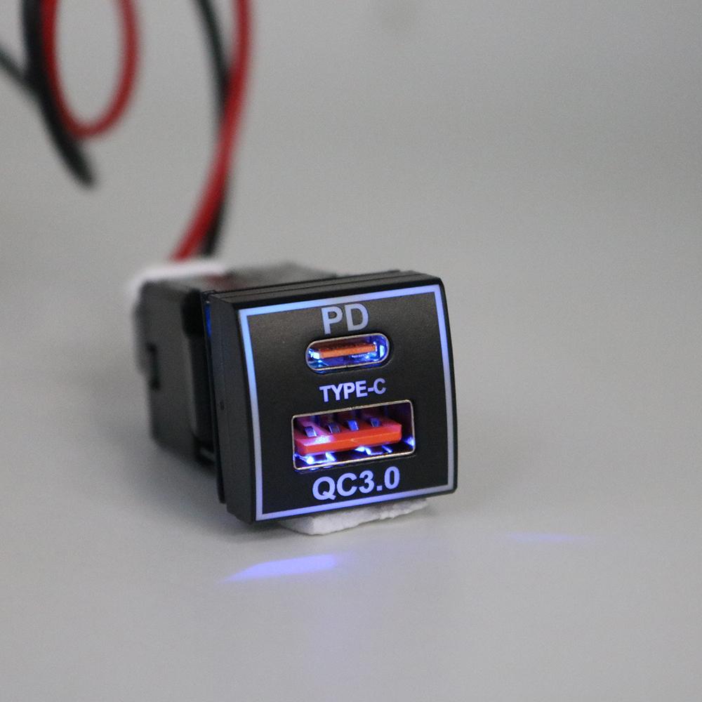 YSY 1pcs QC3.0 USB Fast Charging TYPE-C Interface Socket Charger For Toyota Camry Carola TS-07-C