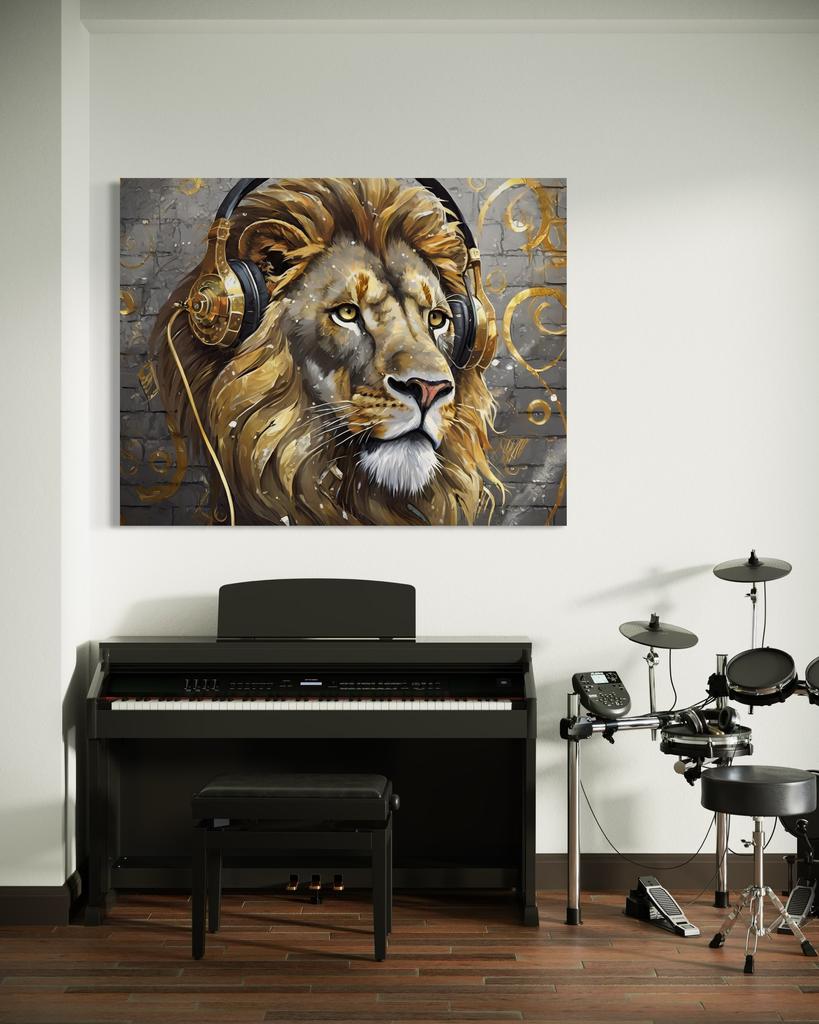 Canvas Print, Music Lion Animals