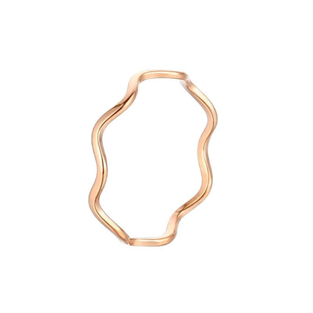 Fashion Simple Wave Ring Stainless Steel Women‘s Vintage Geometric Line Finger Rings Wedding Jewelry Gift for Lover Couple New
