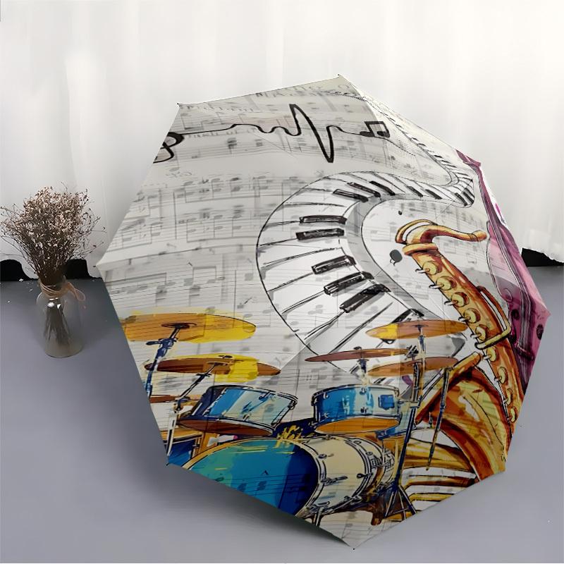 1PC Music Instruments Automatic Folding Umbrella Automatic Open/Close, Automatic Folding, 8-Rib Durable Frame, Portable Travel Umbrella 719