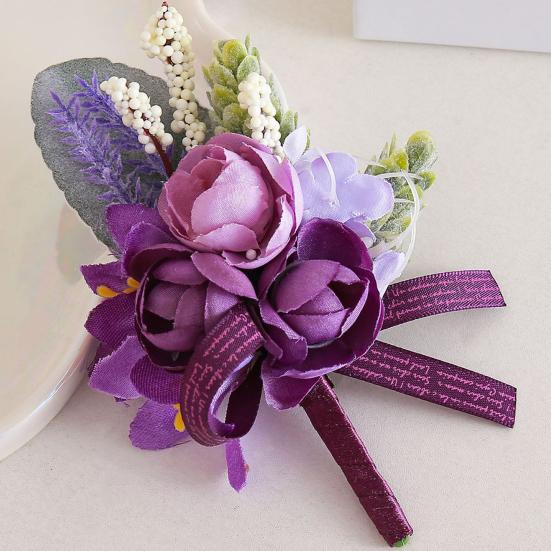 Yousheng Wedding Flower Boutonniere for Groom Groomsman Wrist Corsage for Bride Bridesmaid Lapel Floral Party Decoration