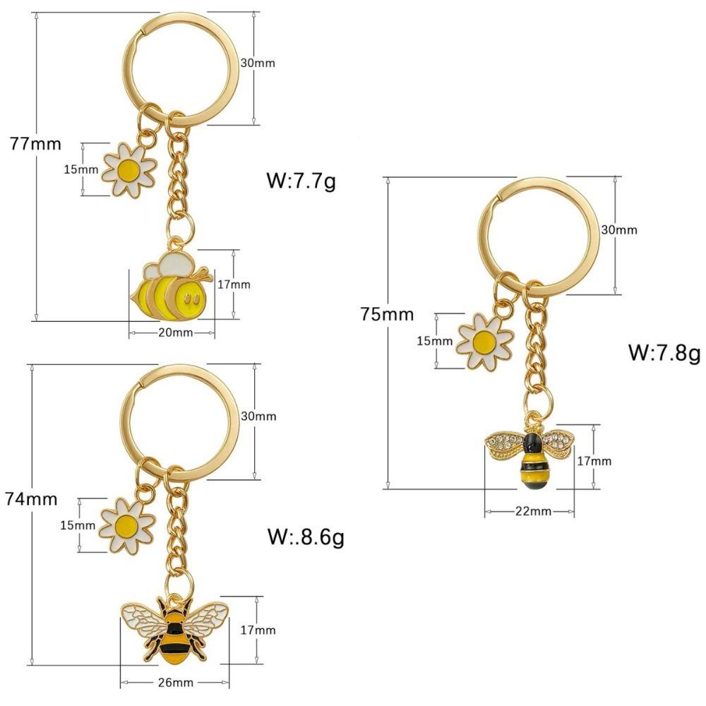 Mini Garden Key Chains Cartoon Metal Enamel Pendant Creative Bee Flower Key Ring  Jewelry Gifts