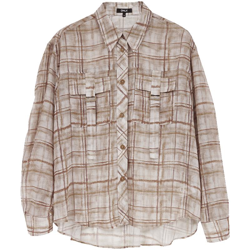 ONLY Women s Lightweight Sheer Long-Sleeve Collared Shirt S