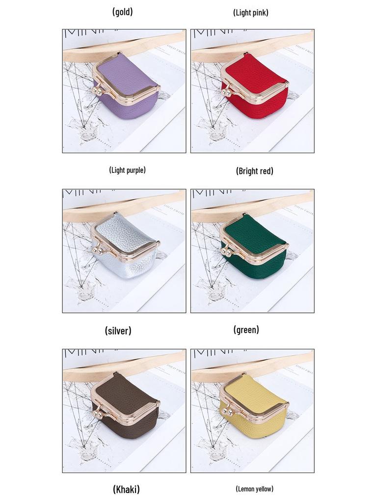 Mini Genuine Leather Kiss-Lock Jewelry Bag - Cowhide Earring, Necklace, and Ring Accessory Box for Women